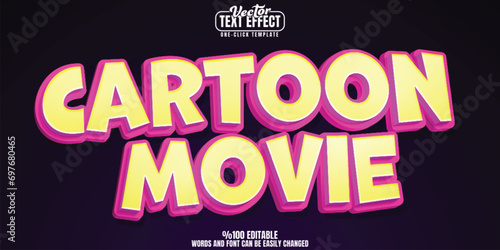 Cartoon movie editable text effect, customizable children and comic 3D font style