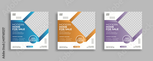 Business real estate social media post or square web banner flyer design template