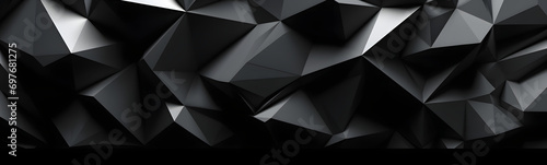 Abstract black metal geometric triangles background 3d illustration. Low poly abstract triangles