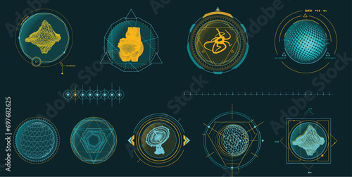 Circular vector infographic elements for sci-fi interface. photo