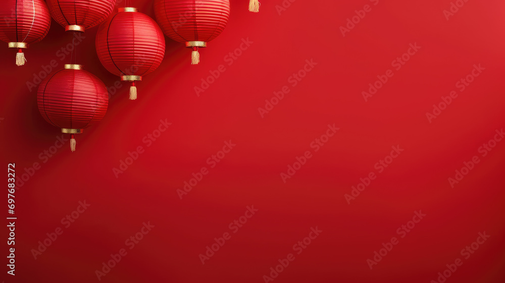 Lamp decoration for Chinese New Year on red background and a greeting card Lamp decoration for Chinese New Year on red background and a greeting card