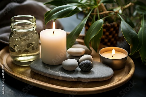 Soothing Zen  Candles and Stones for Tranquil Ambiance