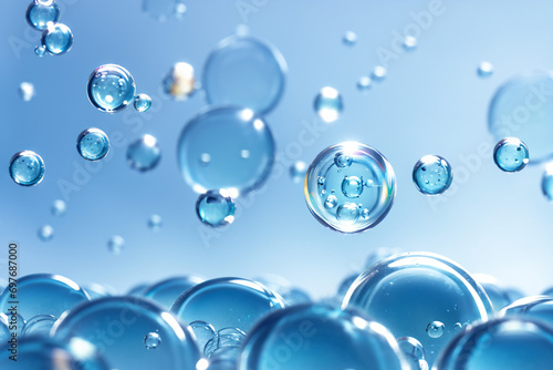 Abstract background, round water drops in the air, air bubbles in water, creative design