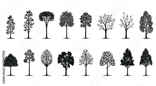 Trees Elements vector set: Architecture and Landscape Design with Vector Illustrations of Natural Tree Symbols. for Iconic Representation in Projects Environment and Nature, Garden, Vector graphics