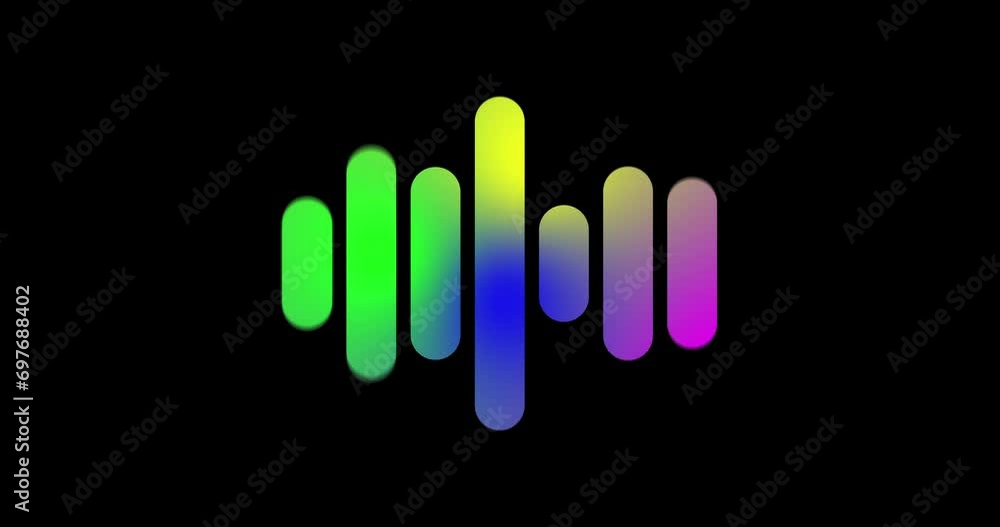 Sound or audio waveform isolated on black background. Seamless loop animation Sound or audio waveform isolated on black background. Seamless loop animation