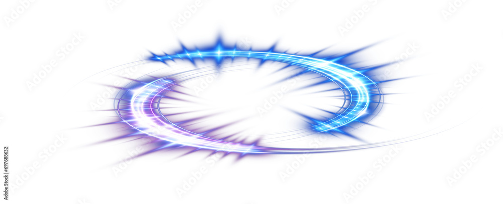 Blue and purple glowing shiny lines effect. Luminous blue and purple lines of speed. Light glowing effect. Light trail wave, fire path trace line and incandescence curve twirl. PNG.
