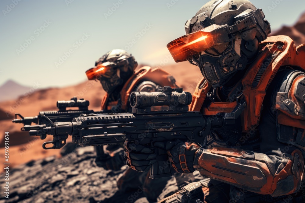 Futuristic army in Explosive Action A Photo Realistic Image of Special Forces in Combat AI Generated Futuristic army in Explosive Action A Photo Realistic Image of Special Forces in Combat AI Generated