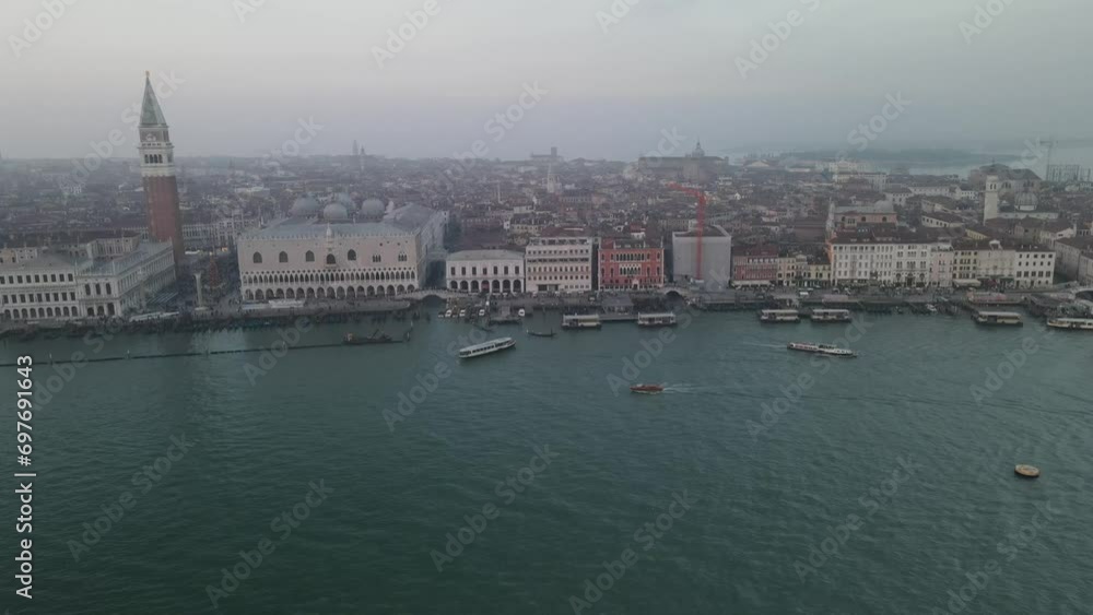 Top View from above to Venezia lagoon city during December Top View from above to Venezia lagoon city during December