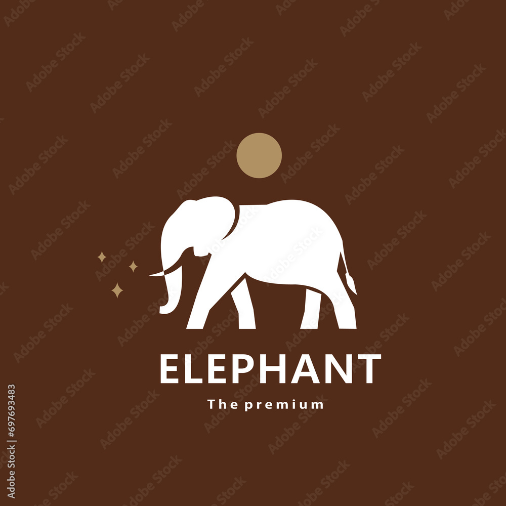 animal elephant natural logo vector icon silhouette retro hipster