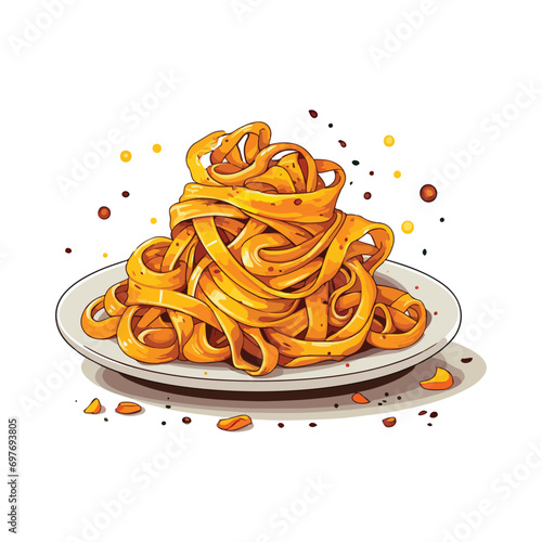 line art flat illustration tagliatelle vector on white background