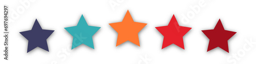 Retro 5 star icon. Customer feedback concept. Vector 5 token points stars rating review. Quality shape design. Vector five stars.