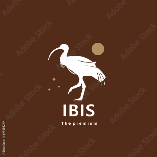 animal ibis natural logo vector icon silhouette retro hipster