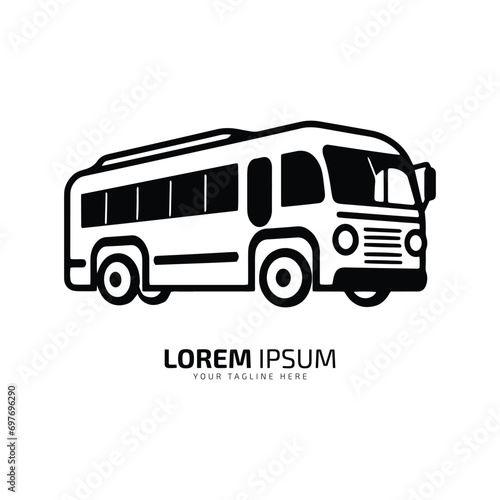 A logo of black bus icon abstract van vector silhouette on white background