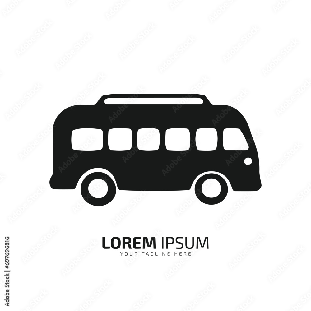 A logo of bus icon abstract school van vector silhouette on white background
