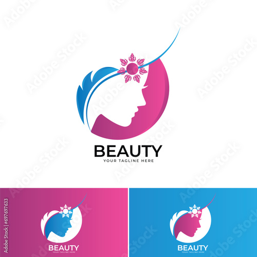 Woman hair salon with interesting colors logo design