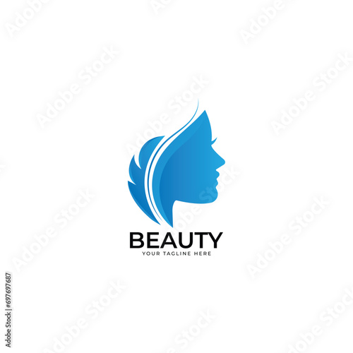 Woman face logo icon vector illustration