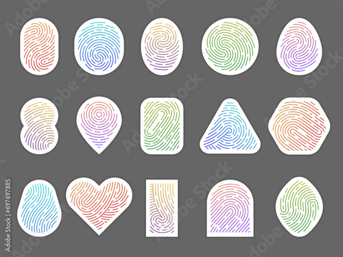 Fingerprints. Security online id scan fingerprints biometric protection recent vector stylized linear illustrations