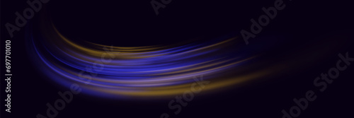 The effect of movement and speed of the flare trail. Abstract image of future technology concept.