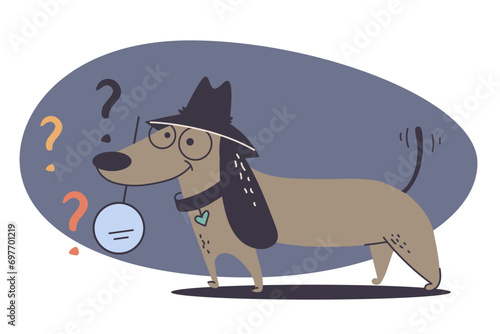 Dog detective investigator character concept. Vector design graphic illustration
