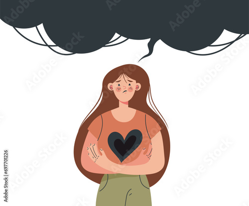 Mental burnout depression sadness anxiety frustration concept. Vector design graphic illustration