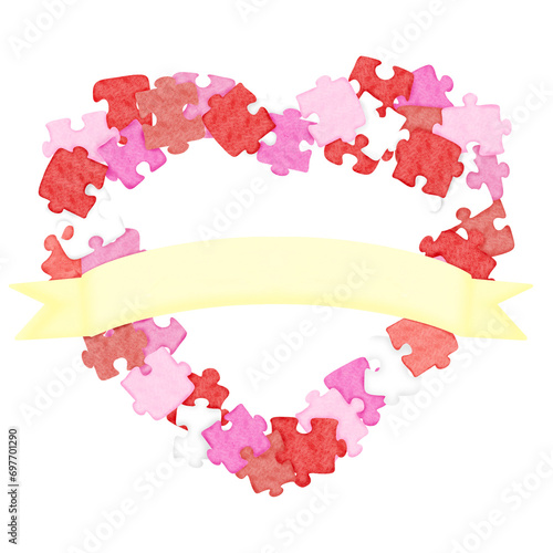 heart shaped puzzle pieces on transparent background