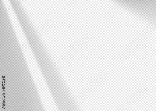 Shadow overlay effect for photo and mockup. Realistic soft blurred shadow of window blinds on transparent background. Vector illustration of wall with natural sunlight coming in through the jalousie