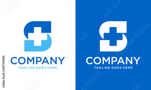 Creative medical Cross With Letter S Initial Logo Template photo