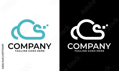 Creative Cloud Logo Based On Letter CS. The letters C and S symbols with the digital cloud technology logo