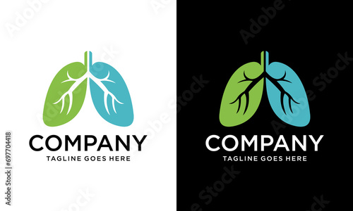 Creative eco lung leaf logo designs simple for medical service and consult
