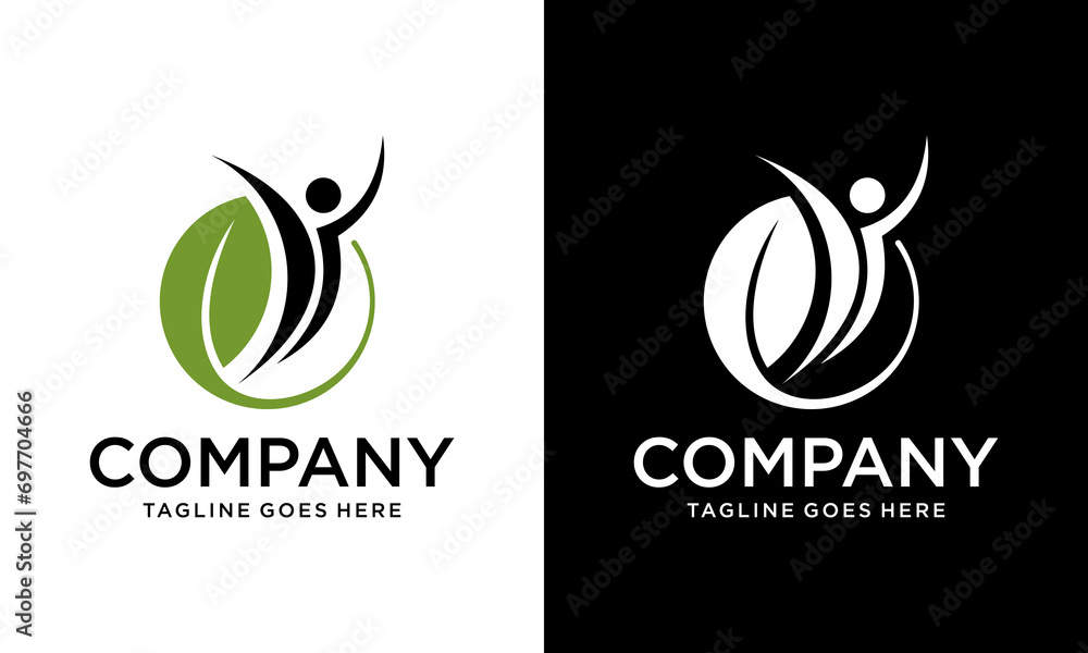Creative People Healthy vector logo template illustration. Man/woman figure on leaves. Ecological and biological product concept sign. Ecology symbol. Human character icon. Creative People Healthy vector logo template illustration. Man/woman figure on leaves. Ecological and biological product concept sign. Ecology symbol. Human character icon.