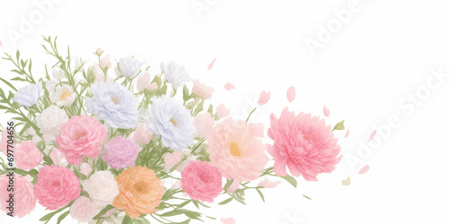 柔らかな色合いの花束のイラスト
