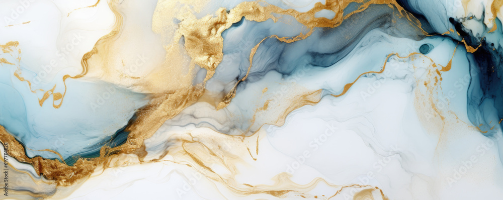 Abstract marble background, gray, White, Cyan  blue agate texture with thin gold veins.
