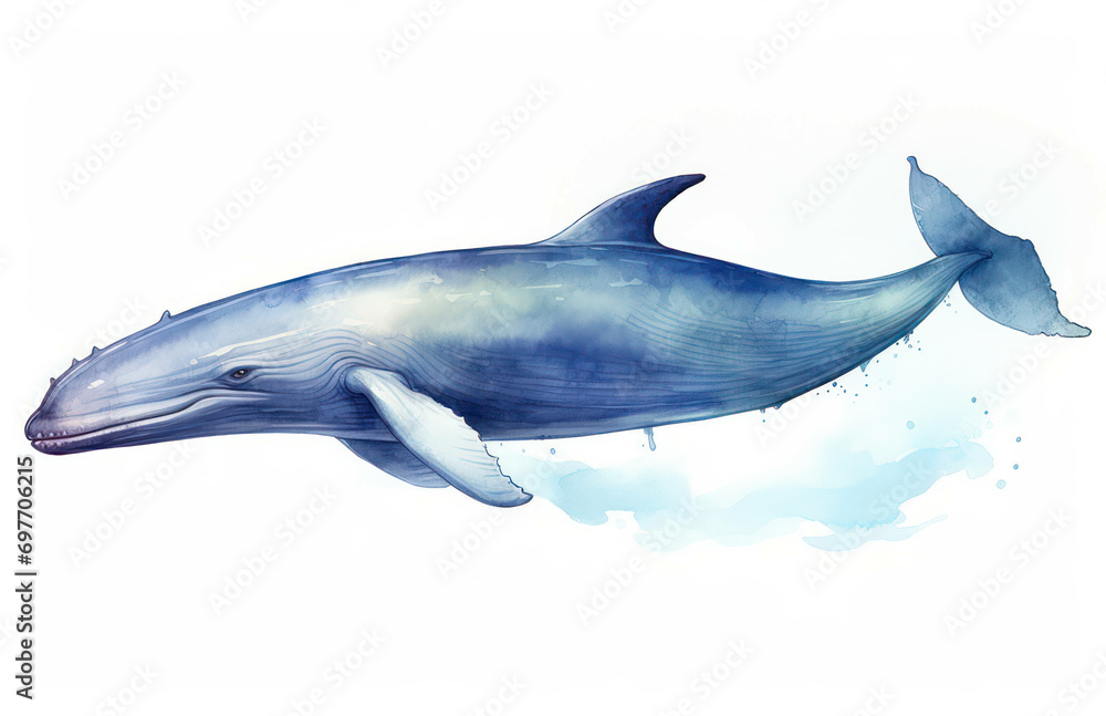 Animal wildlife ocean sea whale watercolor background fish