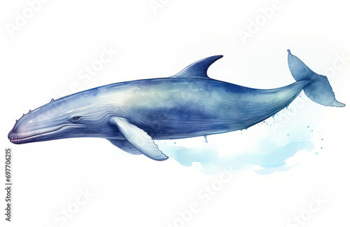 Animal wildlife ocean sea whale watercolor background fish © VICHIZH