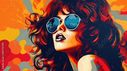 Fashionable woman female background person face hair style woman beauty young illustration sunglasses