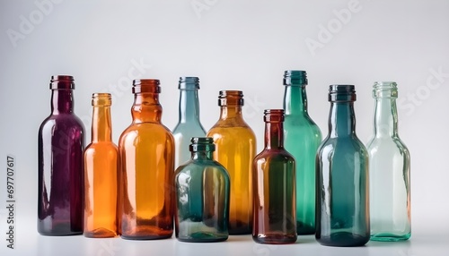 Farbige Flaschen vor grauem Hintergrund (KI-/AI-generiert)