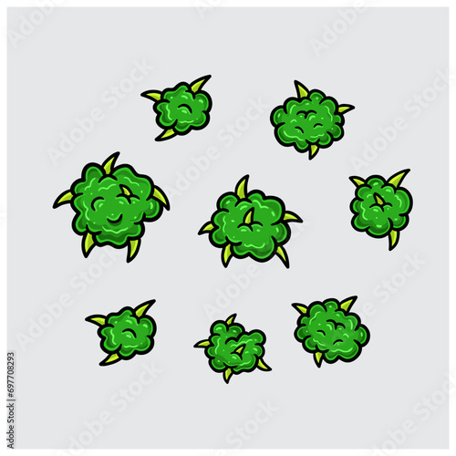 Weed Buds Cartoon. For Element and Clip Art.