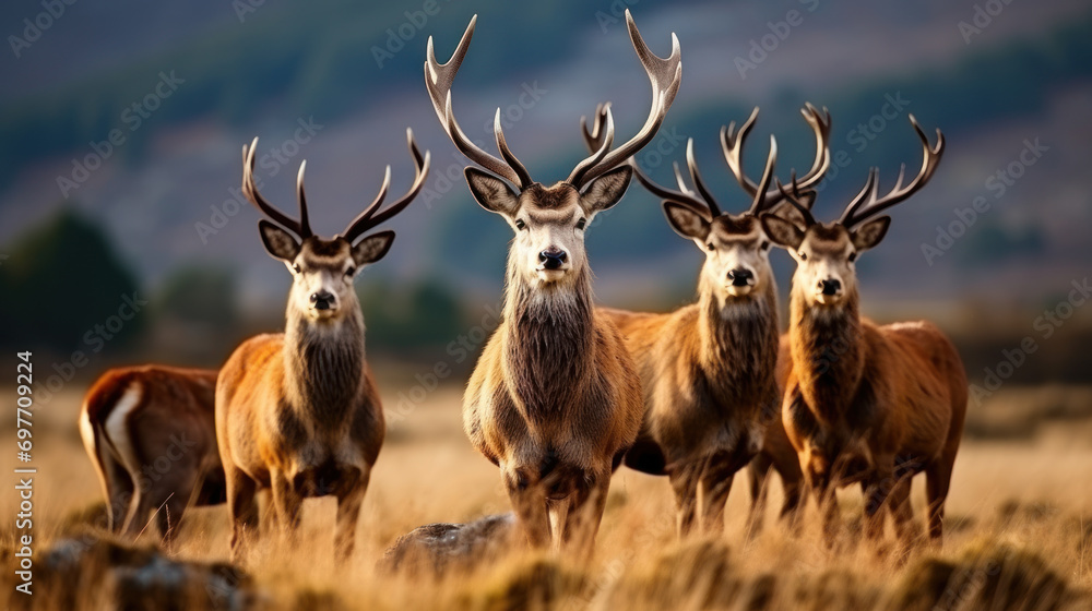 deer standing on top of a grass covered field deer standing on top of a grass covered field