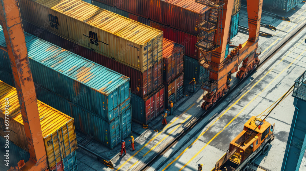 Fototapeta premium Container dockers are inspecting containers