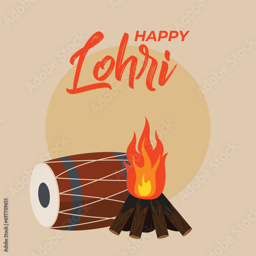 vector punjabi festival happy lohri holiday card background
