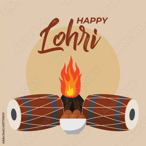 vector punjabi festival happy lohri holiday card background