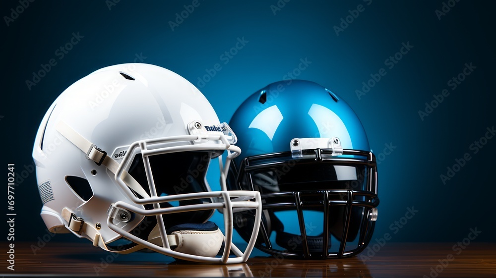 Fototapeta premium Two American football helmets