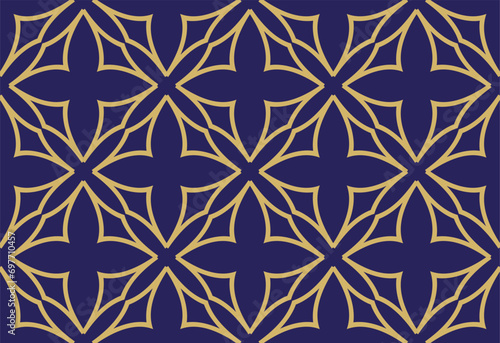 gold pattern on blue background.Geometric background. Pattern wallpapers and for backgrounds. A popular trend in interior decoration. Geometric texture