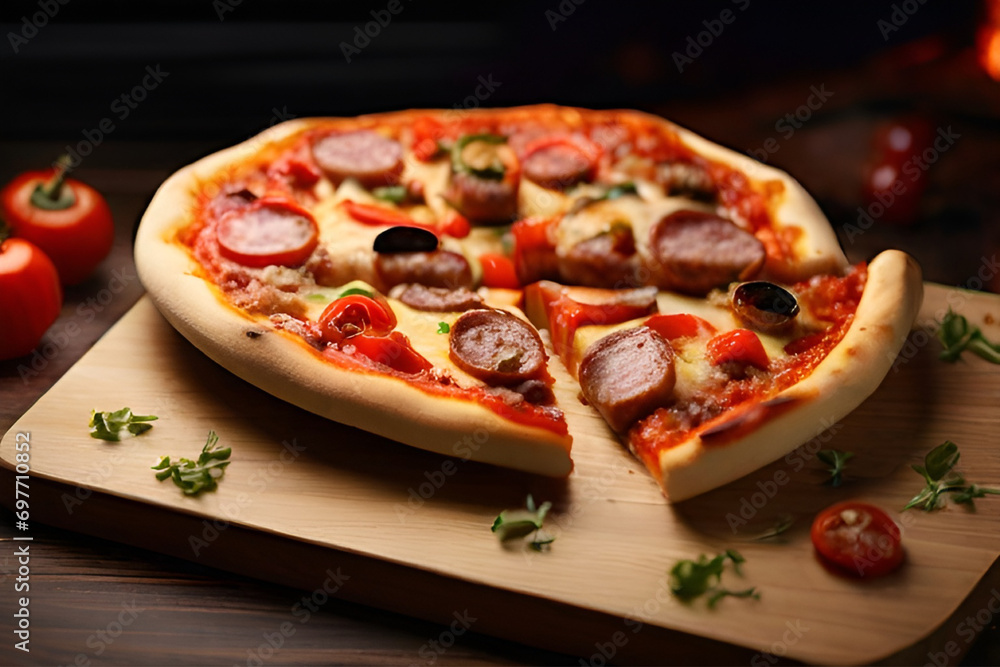 Realistic delicious pizza for display purposes Realistic delicious pizza for display purposes