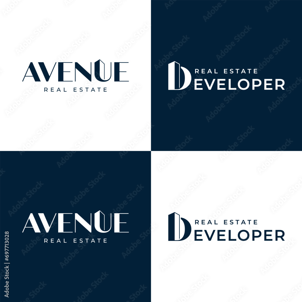 Real estate Building luxury Logo text wordmark collection  - obrazy, fototapety, plakaty 