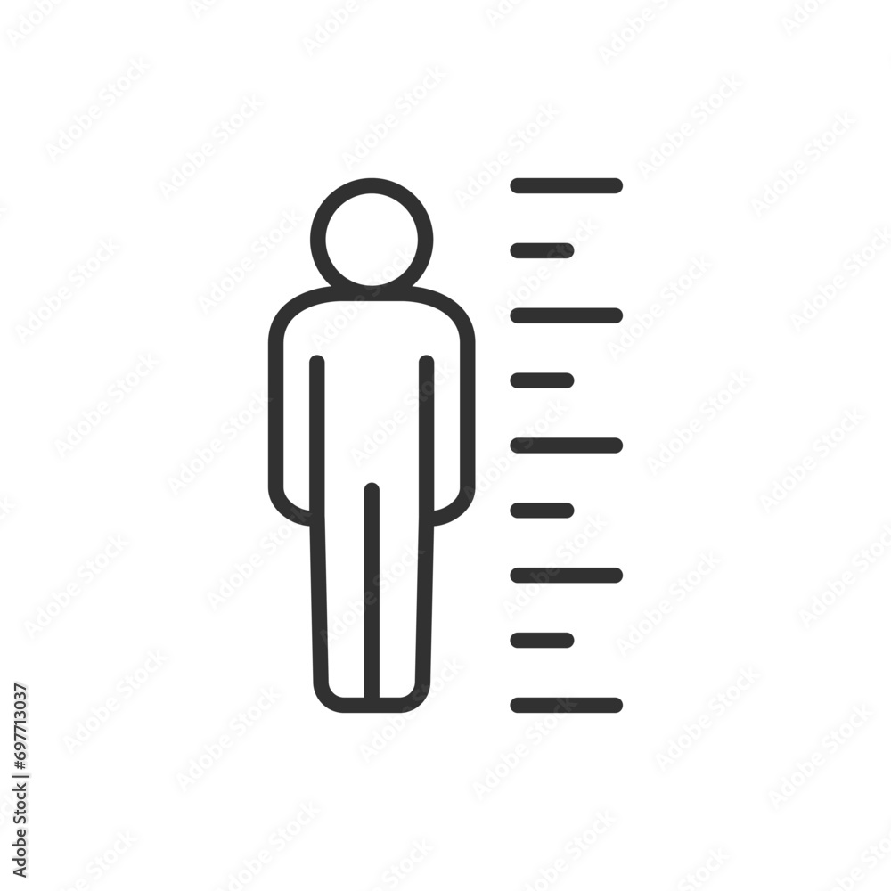 Human height, linear icon. Line with editable stroke - obrazy, fototapety, plakaty 