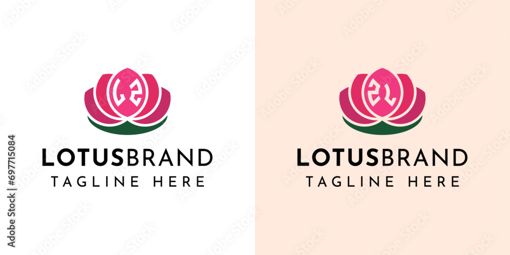 Letter LZ and ZL Lotus Logo Set, suitable for business related to lotus flowers with LZ or ZL initials. - obrazy, fototapety, plakaty 