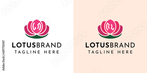 Letter LN and NL Lotus Logo Set, suitable for business related to lotus flowers with LN or NL initials. photo