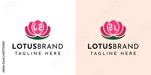 Letter LZ and ZL Lotus Logo Set, suitable for business related to lotus flowers with LZ or ZL initials.