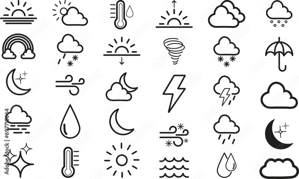 Weather icon sets for web.  - obrazy, fototapety, plakaty 